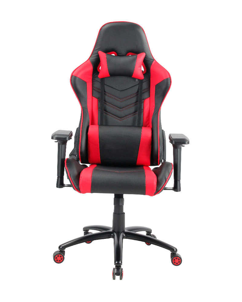 Chaise de jeu PC de bureau pivotante exécutive rouge avec appui-tête et oreiller lombaire