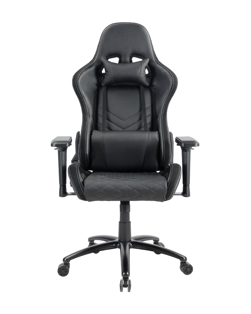 Gamer PC en cuir noir emballant la chaise Esports avec le soutien lombaire